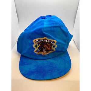 Vintage Joe Camel Cigarettes Smooth Character Hat Tie Dye Snapback Cap Blue